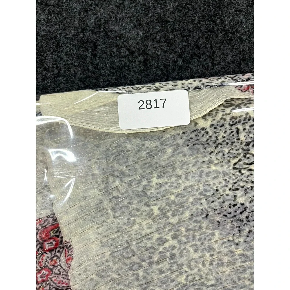 Womens Scarf 25''W 34''L Multicolor Silk Leopard Print Metallic Bohemian Classic